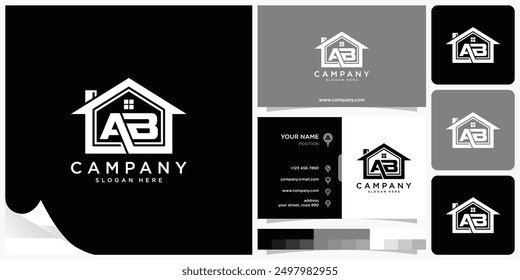 AB Letter Real Estate Logo, BA Letter Real Estate Logo, Logo Design Concept Vector Illustration Template for Property Business