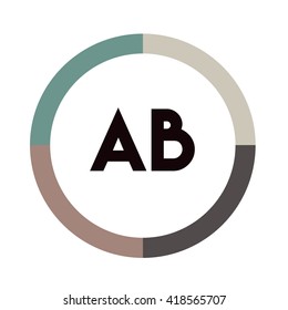 AB letters, four colors in abstract background logo, design identity in circle, alphabet letter