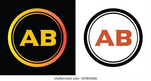 AB letters icon design template elements in abstract background logo, design identity in circle, alphabet letter