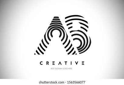 AB Lines Warp Logo Design.Vector Letter Icon Made with Circular Lines.