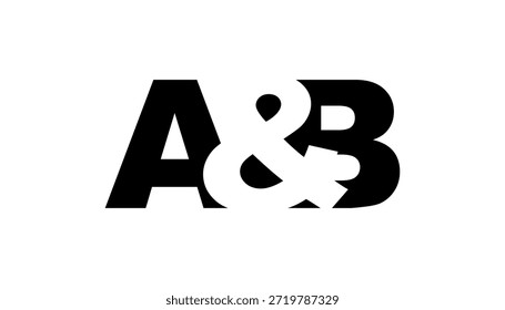 Diseño de logo AB en estilo atrevido. Símbolo de identidad blanco y negro. Emblema de tipografía moderna. Icono de marca Corporativa. Mínima Plantilla de negocio.