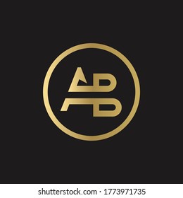 Plantilla de vectores de tipografía de círculo de diseño de logotipo AB. Vector de logotipo AB de carta creativa