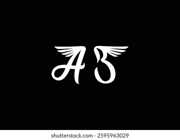 AB logo design handwriting signature style vector template.