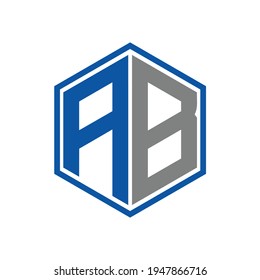 AB logo design in polygon vector