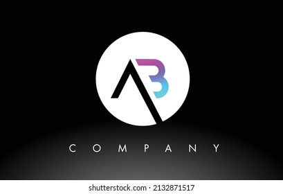 AB Logo.  Briefdesign-Vektorgrafik mit violetten und schwarzen Farben.
