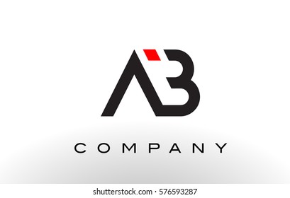 AB Logo.  Letter Design Vector with Red and Black Colors.