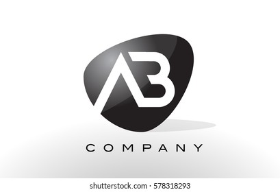 AB Logo. Letter Design Vector with Oval Shape and Black Colors.