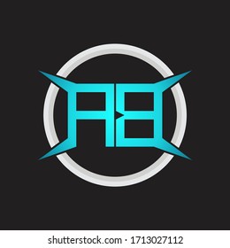 AB Logo monogram with circle and four taper shape design template