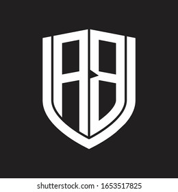 AB Logo monogram with emblem shield design isolated on black background
