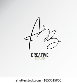 ab logo with signature, simple and elegant logo