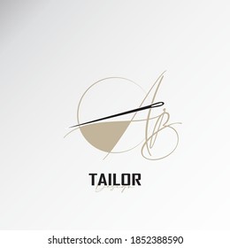 the ab logo, the simple and elegant tailor logo, the combination of sewing thread and needle
