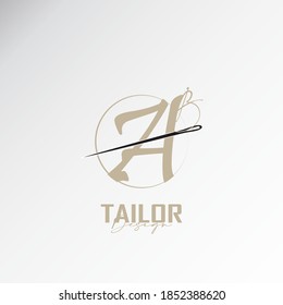 das ab-Logo, das einfache und elegante Schneiderlogo, die Kombination aus Nähfaden und Nadel