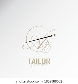 the ab logo, the simple and elegant tailor logo, the combination of sewing thread and needle