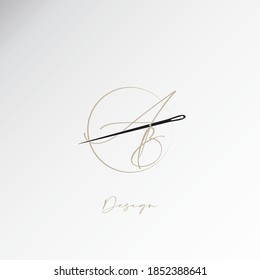 the ab logo, the simple and elegant tailor logo, the combination of sewing thread and needle