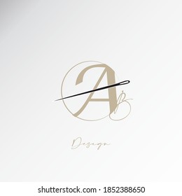 the ab logo, the simple and elegant tailor logo, the combination of sewing thread and needle