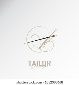 the ab logo, the simple and elegant tailor logo, the combination of sewing thread and needle