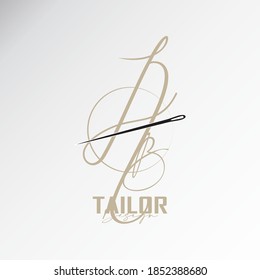 the ab logo, the simple and elegant tailor logo, the combination of sewing thread and needle