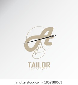 the ab logo, the simple and elegant tailor logo, the combination of sewing thread and needle