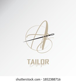 the ab logo, the simple and elegant tailor logo, the combination of sewing thread and needle
