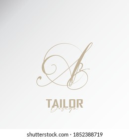 the ab logo, the simple and elegant tailor logo, the combination of sewing thread and needle