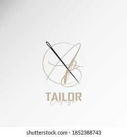 the ab logo, the simple and elegant tailor logo, the combination of sewing thread and needle