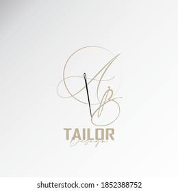 the ab logo, the simple and elegant tailor logo, the combination of sewing thread and needle