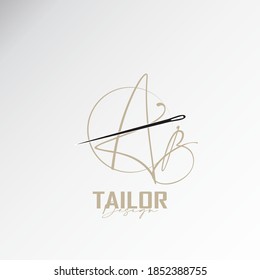 the ab logo, the simple and elegant tailor logo, the combination of sewing thread and needle