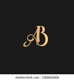 AB logo Vector Golden yellow on black background