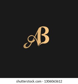 AB logo Vector Golden yellow on black background