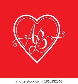AB monogram initial handwriting logo, nice for valentine, beauty and fashion company, invitation card, couple T-shirt, wedding etc