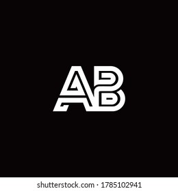 logotipo de monograma AB con plantilla de diseño de línea abstracta