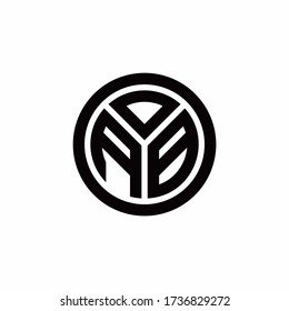 AB monogram logo with circle outline design template isolated on white background