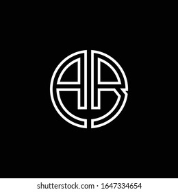 AB monogram logo circle ribbon style outline design template