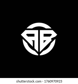 AB monogram logo with diamond shape and ring circle rounded design template