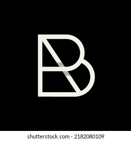 AB monogram logo. Letter a, letter b signature icon. Alphabet initials isolated on dark background. Lettering sign. Modern deco design, web, tech, corporate style characters. Geometric typography.