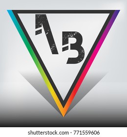 AB Multicolor Triangle with Dark Gray Highlight and Shadow