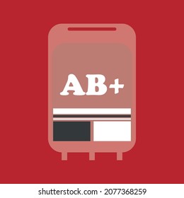 AB Positive blood in the bag. Blood bag vector illustration. Healthcare conceptual symbol design. 