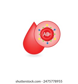 AB positive blood type, universal recipient. Blood donation. Vector illustration.