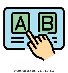 Ab quiz icon outline vector. Word education. Ask test color flat