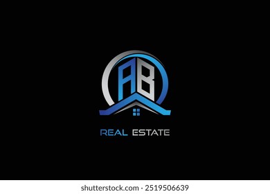 AB real estate letters logo design for construction or house. AB real estate letters logo Vector design