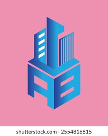ab real state hexagon  vector letter logo