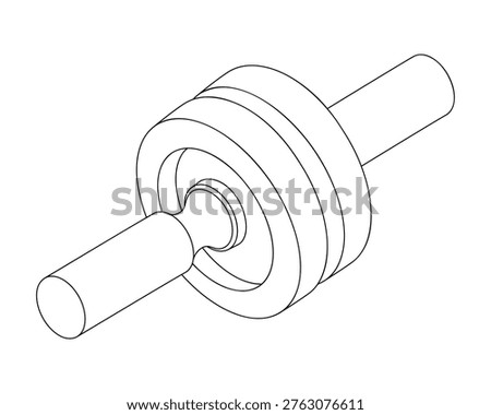 Ab roller - hand drawn isometric black and white vector illustration.