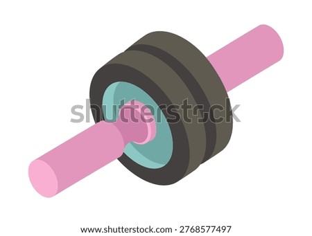 Ab roller - hand drawn isometric vector illustration.