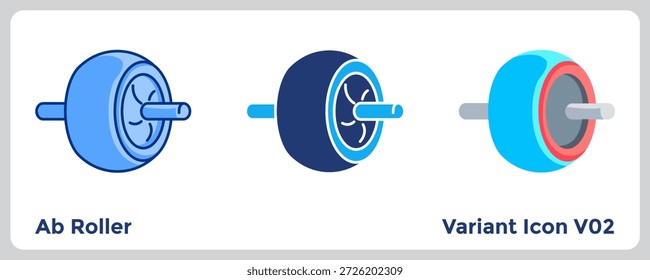 Ab Roller Icon verbessert die Kerntrainingsroutinen und die Grafiken für Fitness-Instruktionen. Blau, flach, im Dualtone-Stil.