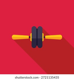 Ab Rollensymbol im flachen Stil mit langem Schatten, das Training und Training darstellt