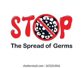 Signo Ab de detener la propagación de Gérmenes para el virus de la corona o signo de prevención covid-19 en formato vectorial