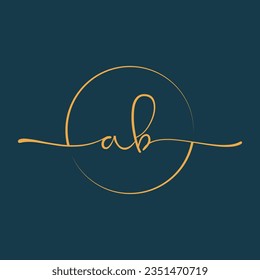 AB Signature initial logo template vector ,Signature Logotype

