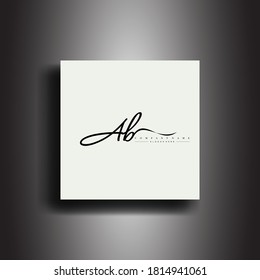 AB Signature style monogram.Calligraphic lettering icon and handwriting vector art.