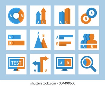 A/B Split Testing And Comparison Icon Set