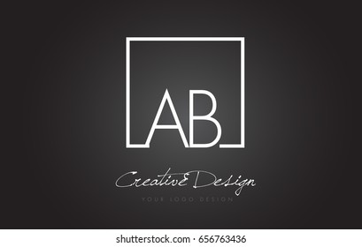 AB Square Framed Letter Logo Design Vector with Black and White Colors.